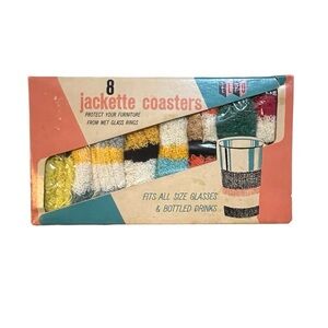 Vintage Set of 8 Jackette Fabric Coasters
